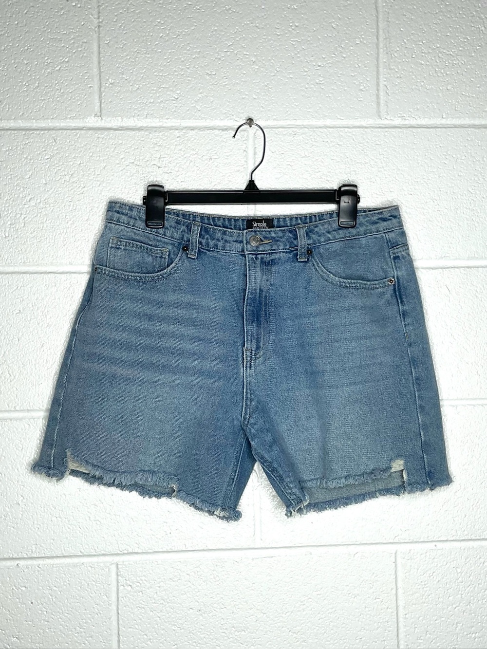 < Simple Society Light Wash High-Rise Denim Shorts >